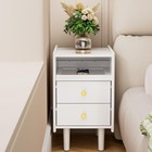 Compact Solid Wood Nightstand With 2 Drawers   Open Shelf - White