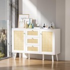  Buffet Cabinet  Rattan Doors Sideboard  Kitchen Storage Cabinet With White