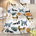 Types Of Cats Pattern Flannel Fleece Blanket All-season For Couch Sofa 50 60 In