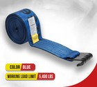 4pk Winch Straps 4 x27  Blue Heavy Duty Tie Down W flat Hook Wll  5400 Lbs
