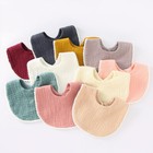 Baby Bibs Infant  Wrinkled Cloth Bib Cotton Newborn Solid Feeding Saliva Towel