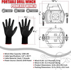 Portable Drill Winch 1500 Lbs  1 4  Heavy-duty Steel Cable Winch Rope 40 Ft   36