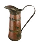Vintage Copper   Brass Banded Pitcher 8 5 