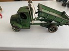 Vintage Arcade Cast Iron Green Mack T Bar Dump Truck