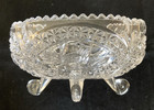 Vintage Candied Dish  Bird Crystal Oval Clear Glass Lead Footed 5    Hofbauer 