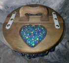 Vintage Half Bushel Lined Sewing Basket With Heart Shaped Handle
