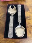 Vintage Konge Tinn Norwegian Pewter Serving Spoons 8 5    Set Of 2