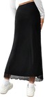 Avanova Maxi Skirt Large Women Black Mesh Slit High Waisted 189cl190870