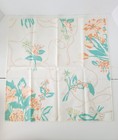 Set Of 4 Vintage Napkins Linen Cloth 17 x17  Beige Pink Teal Multi Colored 