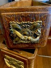 2 Antique Carved Wood Sewing Machine Drawers With Ornate Metal Pulls 12    X 4    Id