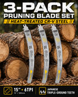 15 Inch 6tpi Reciprocating Saw Blade Japanese Teeth Wood Pruning Arc Edge 3 Pack