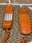 Vintage Western Electric Bell Trimline Desk Push Button Phone Rust Orange Prop
