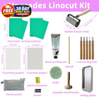 Linocut Kit For Printmaking stamp Making Kit  Linoleum Blocks Carving Tools incl