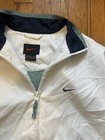 Nike Vintage Men s M Full-zip Windbreaker Jacket White black Woven Pockets Logo