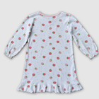 Girls Nightgown Size 4-5t White Strawberry Print Long Sleeve Ruffle Hem