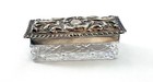 Antique  1902  Victorian edwardian Era Trinket Box cut Crystal  Sterling Silver