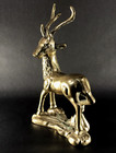 Large Brass Deer Elk Sculpture - 10  Tall X 6 25  Wide - Mcm - Majestic Stag