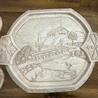 Vintage Syroco Wooden Tray Coasters Carved Wood Antique Sports Golf Tennis Horse