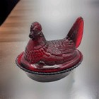 5  Red Chicken Hen Woven Nest On Basket W split Tail Westmoreland Mould Mosser
