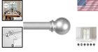 Curtain Rod Set  Adjustable 28  To 48   Brushed Nickel  Ball End Finials