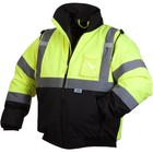 High Visibility Waterproof Insulated Reflective Road Work Bomber Jacket   Hat