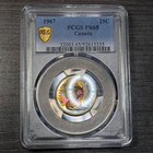 Pr65 1967 Canada Silver Lynx 25 Cent Proof  Pcgs Trueview- Nicely Rainbow Toned