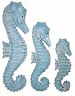 Ocean Seahorses Hand Carved Teal Picture Wall Plaque Home Art Nautical Coastal