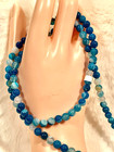 Tibet Buddhist 108 Prayer Beads Mala 6mm Aqua Blue Agate Gems 26  N-1240