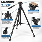 Magnus Vt-300 Video Camera Tripod 64 3 Inch Adjustable Stand With Pan Tilt Head