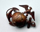 Wwii 1943 Usmc Marine Officer Ega Eagle Globe Anchor Hat Badge By Imperial H h