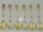 800 Silver Boxed Set 6 Spoons Figural Woman Bust Ornate