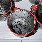 Set Of 6 Enamelware Speckled Black   White Red Trim Coffee Cups