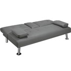 Faux Leather Futon Sofa Bed 3 Back Positions W  Cupholders   Pillows Modern Us