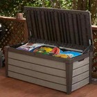 Keter Brushwood 120 Gallon Durable Resin Outdoor Storage Deck Box  Brown