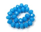 25 Czech Glass Faceted Rondelle Beads - Opaque Vivid Azure Blue 8x5mm