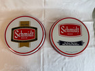 2 Vintage Metal 12  Schmidt Beer Vintage Serving Trays Red white blue   Red gold