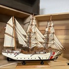 Vintage Wooden Model Ship Uscg Barque Eagle  Us Coastguard  Tall Sailing  Boat