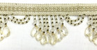 Sold By The Yard   3 5    Beaded Trim Fringe With Gimp Top   White Gold