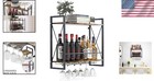Rustic Brown Wall-mounted Wine Rack With 5 Rows For Glasses - Perfect For Home