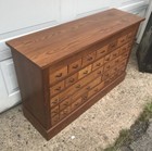 Multi Drawer Antique Oak Store Parts Cabinet 45 In  Wide