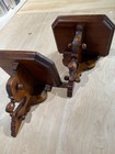 2 Antique Victorian Walnut Wood Bracket  Corbel Shelf And Plate Holder  