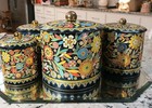 Vtg Set Of 4 Daher Floral Canister Bisquit Tins Embossed Floral  England