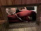 Vanity Mirror Tray Rectangle Gold Tone Filigree Perfume Footed Hollywood Regency