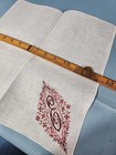 Vtg Exceptional Madeira Embroidered Cotton Linen Hankie Handkerchief Monogram E