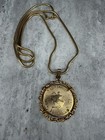 Vintage Sagittarius Medallion Necklace Gold Tone Horoscope Astrology Zodiac Sign