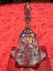 Vtg Fenton Mulberry Carnival Glass Bell Hand Painted Roses Signed Ltd Edt 6 5 