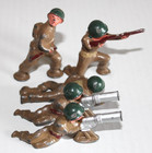 Vintage Metal Figures Lot Of 6 Barclay Manoil  Metal Military Gun Toys Soldiers 