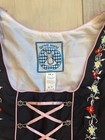 Dirndl World Black Embroidered Lace-up Corset Cotton A-line Fitted Dirndl Us 8