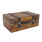 Wooden Treasure Chest Portable Vintage Jewelry Ticket Box Wood Storage Trunk Han