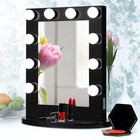 Vanity Mirror Hollywood Makeup Mirror Dimmer Light Wall Mounted 10 Bulbs Black